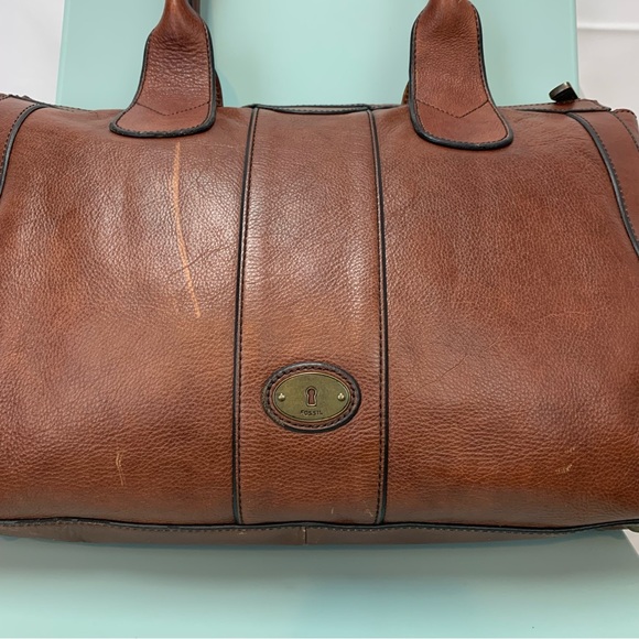 Fossil Brown Leather Large XL Weekender Laptop Briefcase Maddox Satchel Bag - Picture 12 of 13